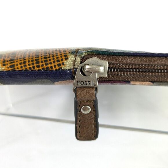 Fossil Key-Per Zipper Tablet iPad Makeup Case 8.5” X 10” Coated Canvas Floral - Picture 12 of 12